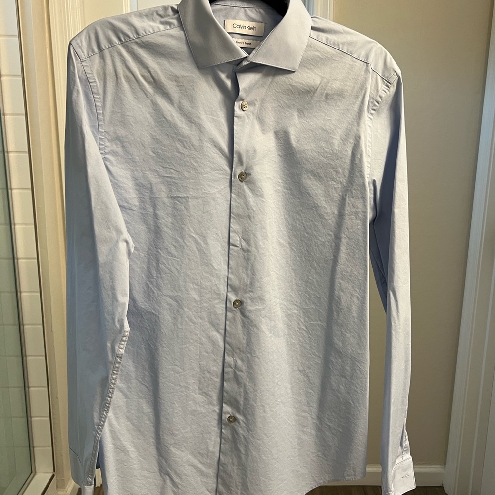 Calvin Klein Blue Dress Shirt Classic Formal Wear